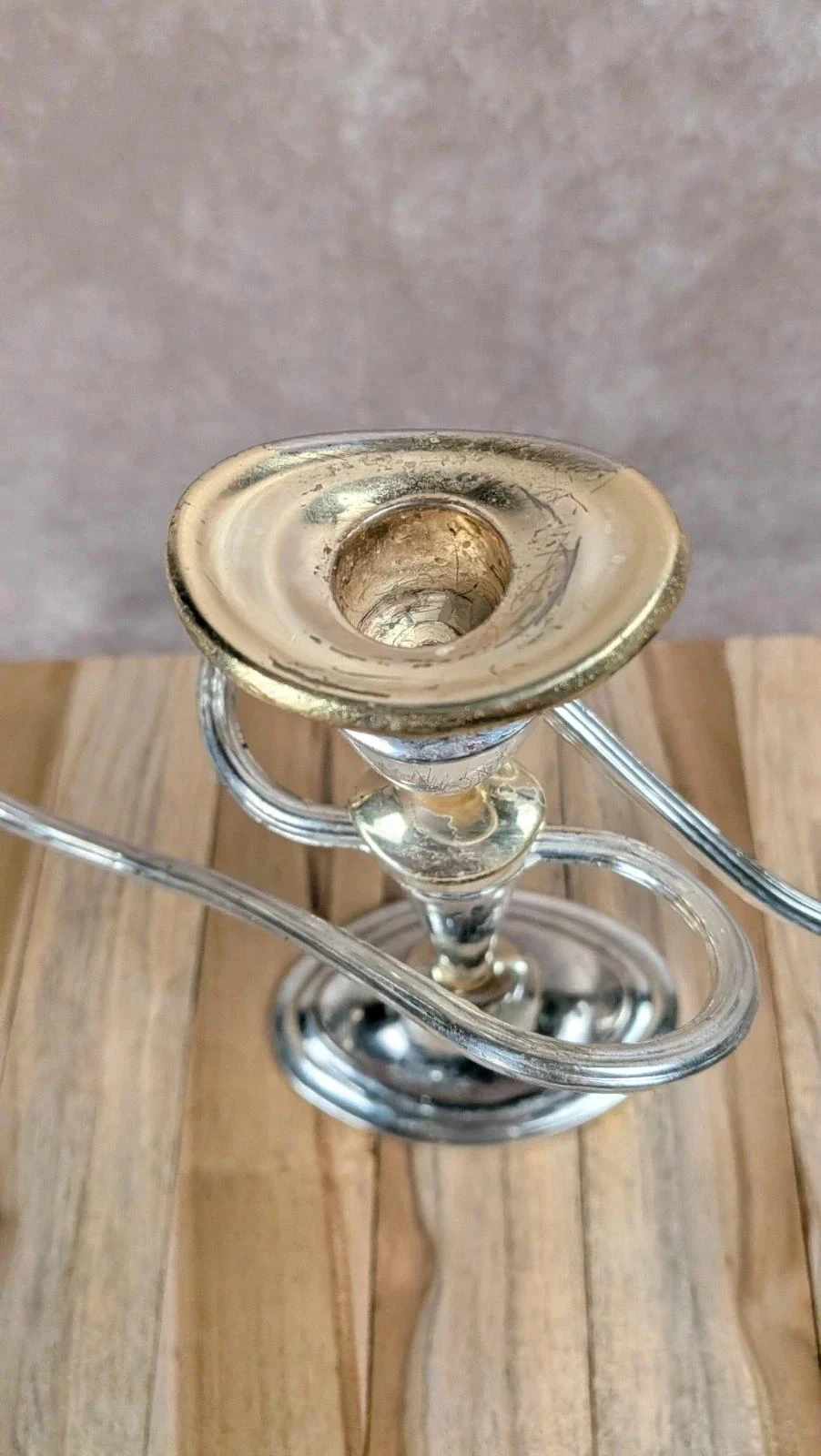 Vintage silver metal candlestick – photo 5